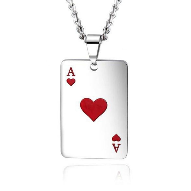 Zilverkleurige Cubaanse Schakelketting met Aas Hanger Rood
