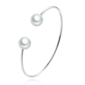 Zilverkleurige Dames Armband Bangle met Imitatie Parel