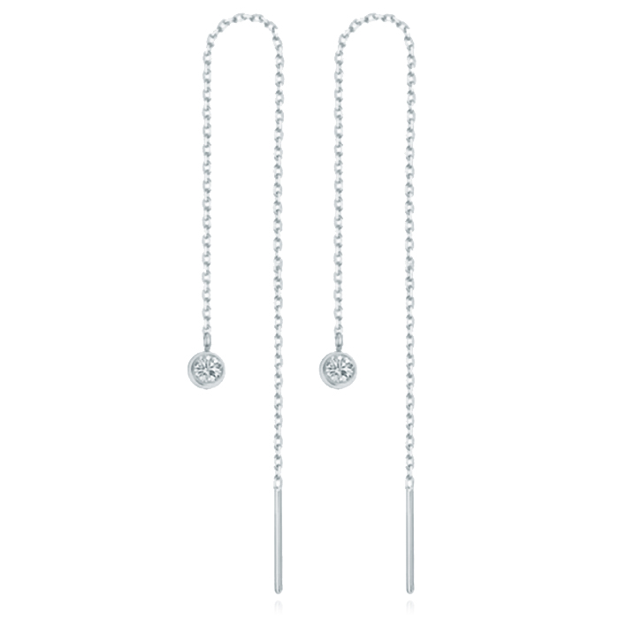 Zilverkleurige Dames Ketting Oorbellen met Zirkonia