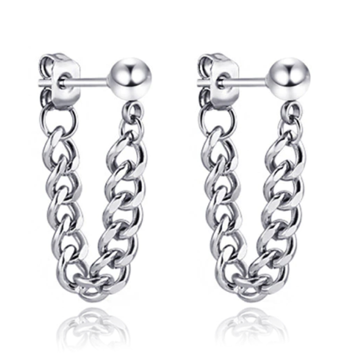 Zilverkleurige Dames Oorbellen Ketting van Edelstaal
