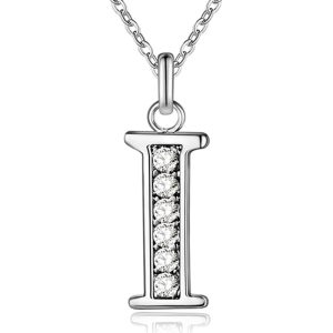 Zilverkleurige Letter I Dames Ketting met Zirkonia
