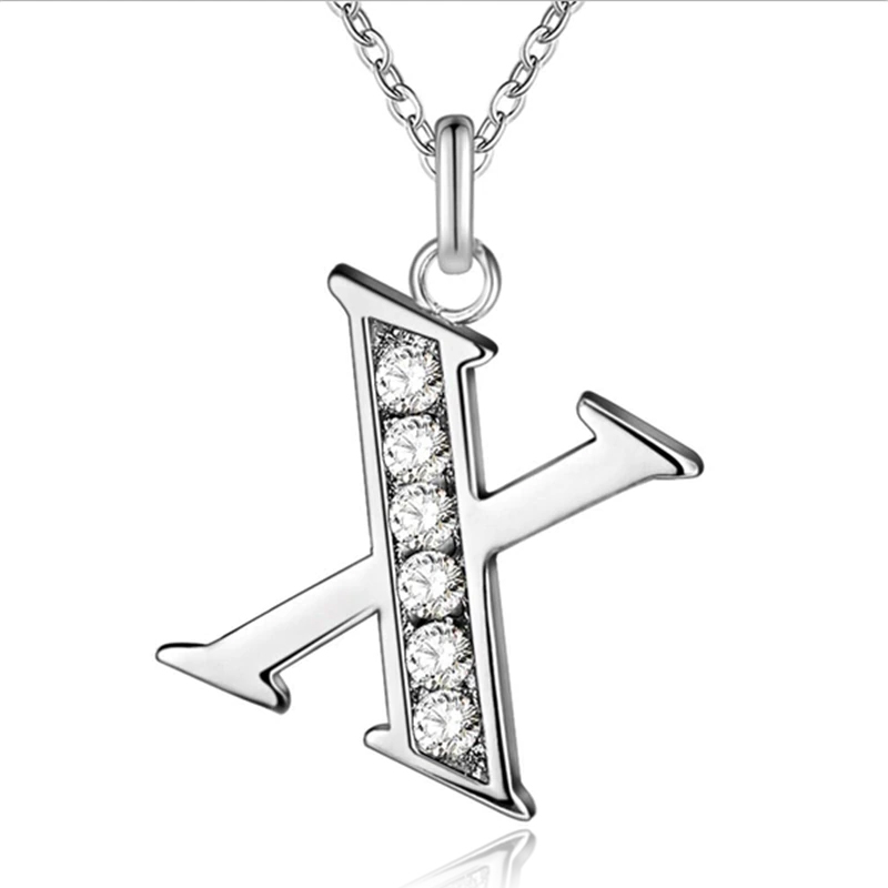 Zilverkleurige Letter X Dames Ketting met Zirkonia