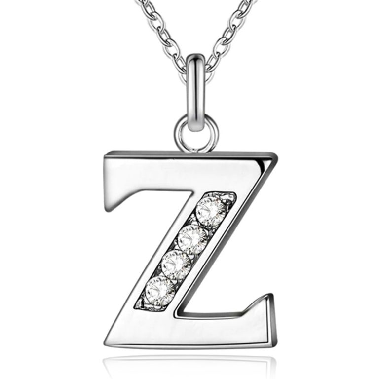 Zilverkleurige Letter Z Dames Ketting met Zirkonia