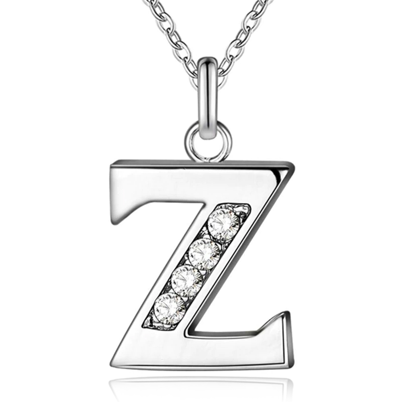 Zilverkleurige Letter Z Dames Ketting met Zirkonia