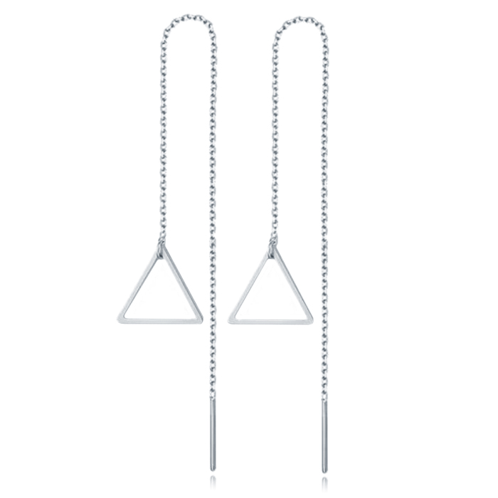 Zilverkleurige Triangle Oorbellen Dames Ketting van Edelstaal