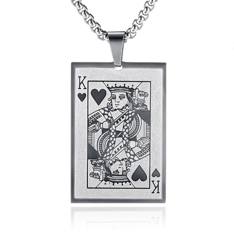 Zilverkleurige Venetiaanse Heren Schakelketting met Koning Hanger