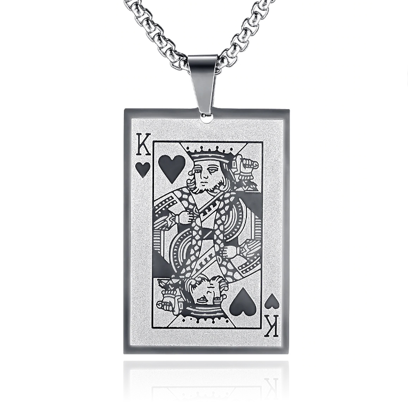Zilverkleurige Venetiaanse Heren Schakelketting met Koning Hanger