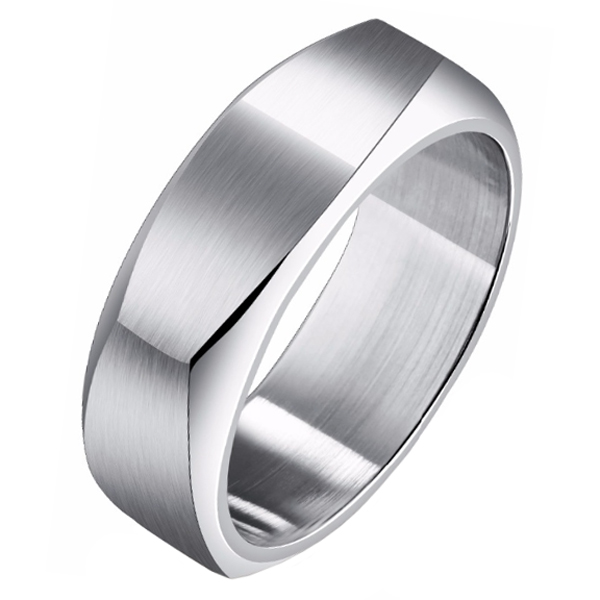 Zilverkleurige Mendes heren ring gepolijst Staal-17mm