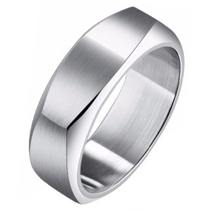 Zilverkleurige Mendes heren ring gepolijst Staal-19mm