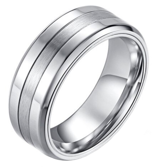 Zilverkleurige stalen heren ring Mat Glans 8mm-21.5mm