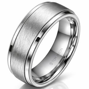 Zilverkleurige wolfraam heren ring Geborsteld Mat en Glans-19mm