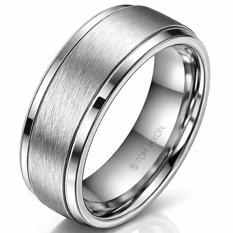 Zilverkleurige wolfraam heren ring Geborsteld Mat en Glans-19mm