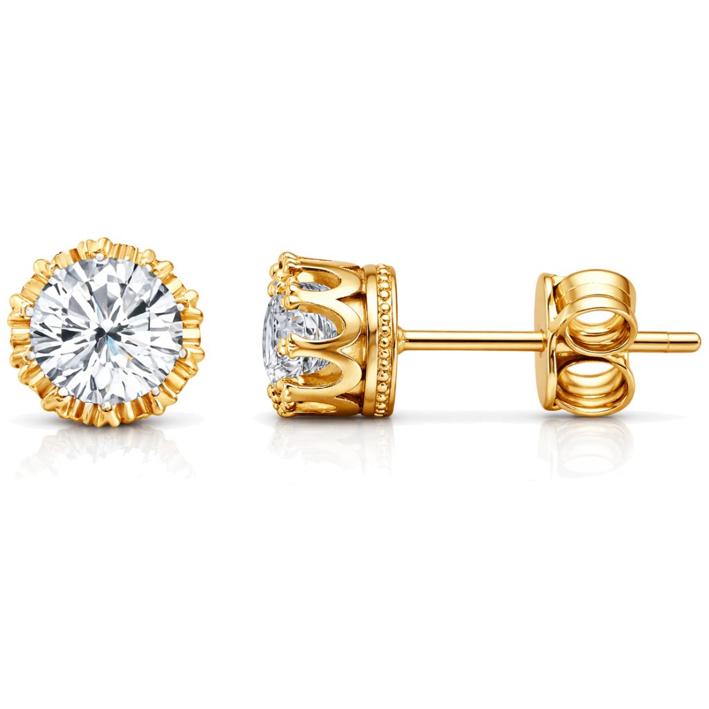 Zirkonia Oorbellen 7mm – Goudkleurige Studs – Oorknopjes met Kroonzetting – Luxe Look