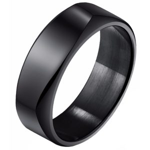 Zwarte Mendes heren ring gepolijst Staal-19mm