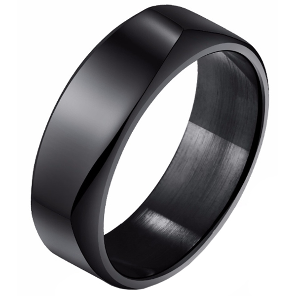 Zwarte Mendes heren ring gepolijst Staal-21mm