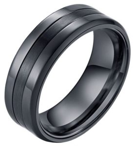 Zwarte stalen heren ring Mat Glans 8mm-21mm