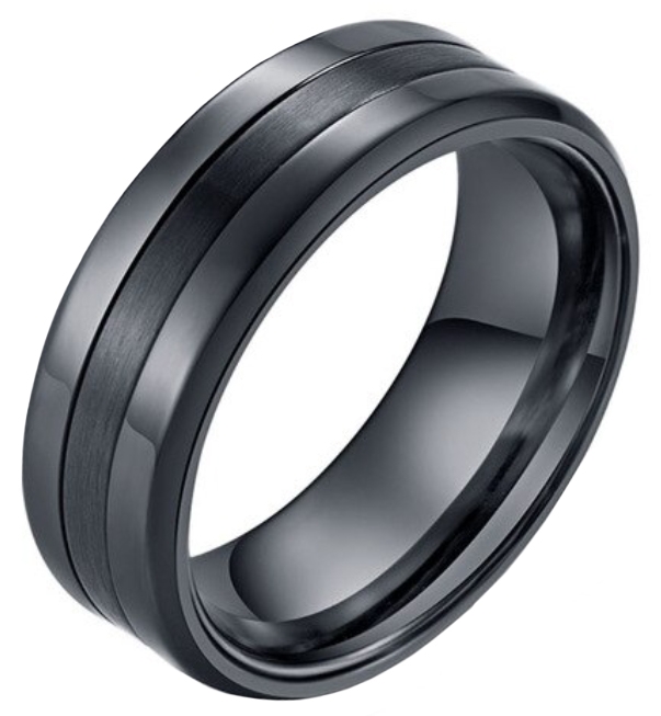 Zwarte stalen heren ring Mat Glans 8mm-18mm