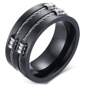 Zwarte stalen kabel ring-20mm