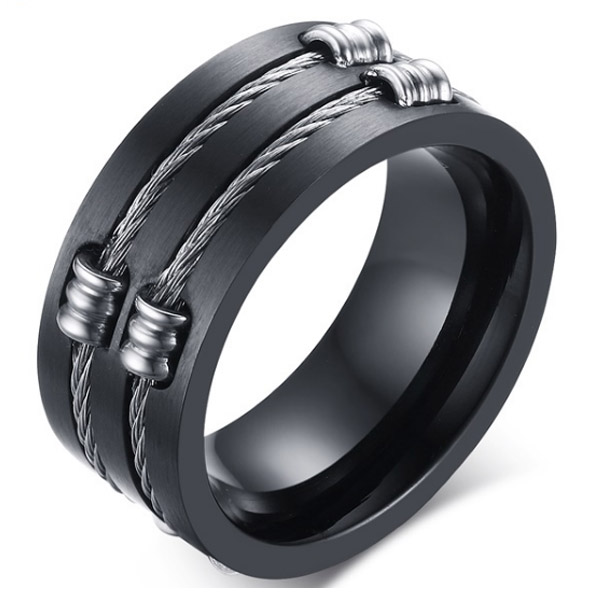 Zwarte stalen kabel ring-20mm