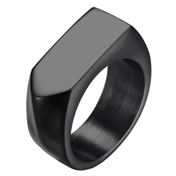 Zwarte stalen zegelring Mendes Jewelry-21mm