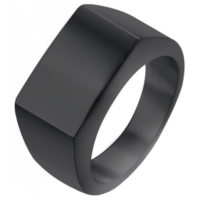 Zwarte zegelring Edelstaal van Mendes Jewelry-21mm