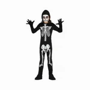Halloween verkleedkleding kostuum kinderen – skelet jumpsuit – zwart – botten