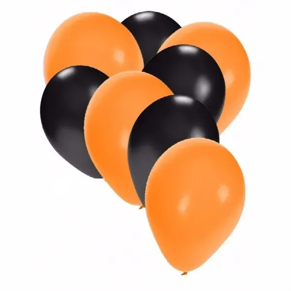Halloween kleuren ballonnen – 30x stuks – zwart/oranje – versiering