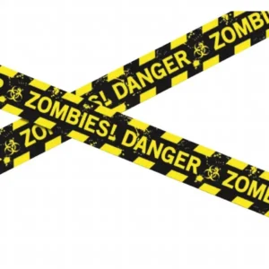Markeerlint/afzetlint – Zombies danger – 6 meter – zwart/geel – kunststof