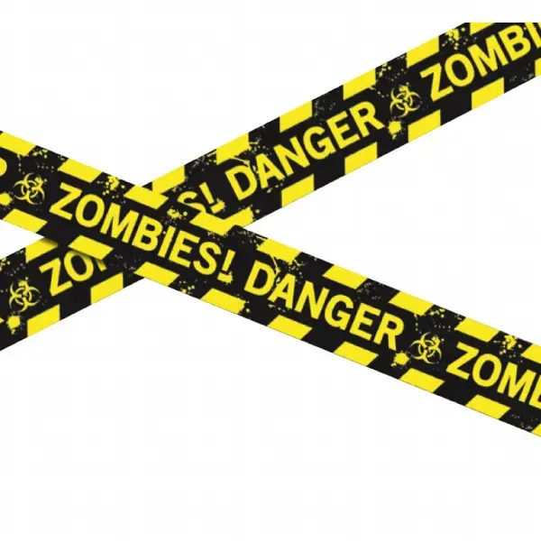Markeerlint/afzetlint – Zombies danger – 6 meter – zwart/geel – kunststof