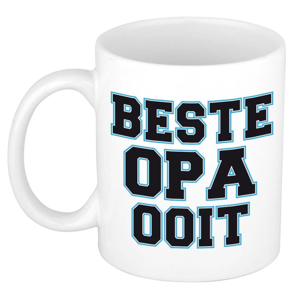 Beste opa ooit cadeau mok / beker wit en blauw – verjaardag / bedankt kado opa