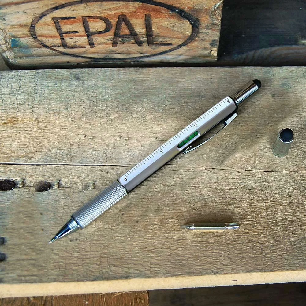 Multitoolpen met 6 functies – zilver