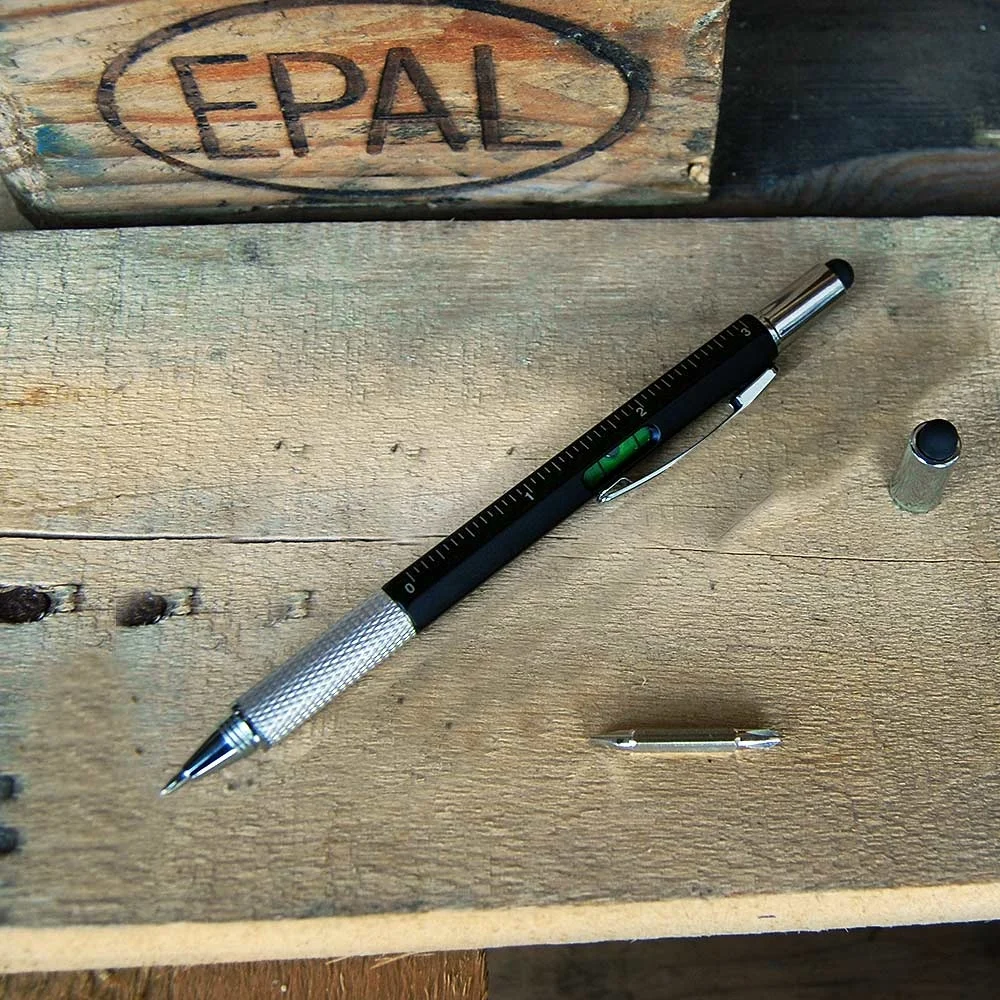 Multitoolpen met 6 functies – zwart