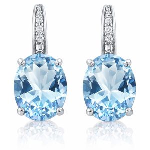 Cilla Jewels 925 Zilveren Oorbellen met Grote Blue Topaz Steen