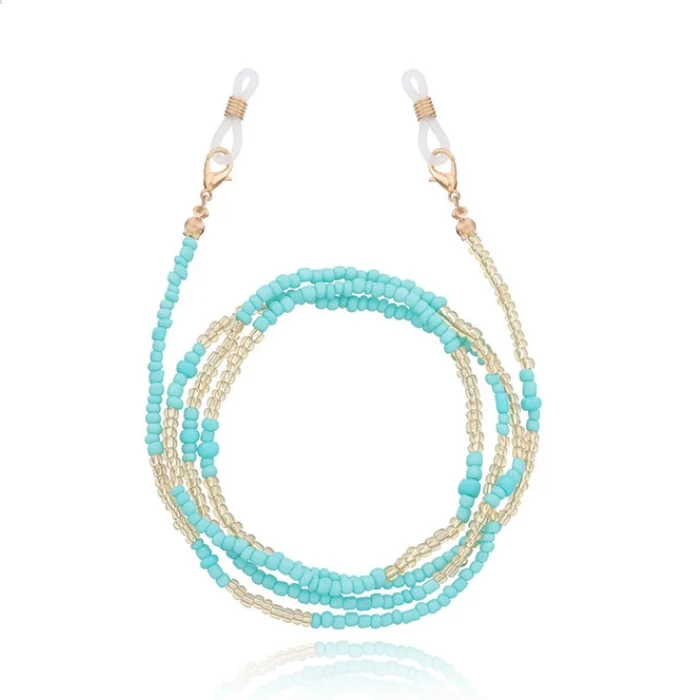 Deja Jewels Turqoise Goud Koord voor Zonnebril of Leesbril met Kraaltjes