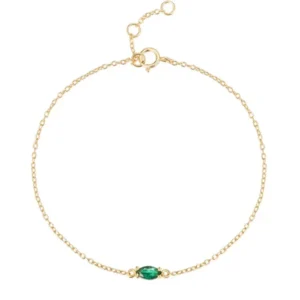Elenza Armband met Groene Edelsteen in Goudkleurig 925 Sterling Zilver