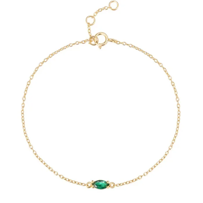 Elenza Armband met Groene Edelsteen in Goudkleurig 925 Sterling Zilver