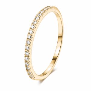 LGT JWLS Goudkleurige Smalle Damesring met Rij Zirkonia – 20mm