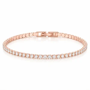 LGT JWLS Rosegoudkleurige Dames Tennisarmband met Witte Zirkonia 2,5 mm – 19cm