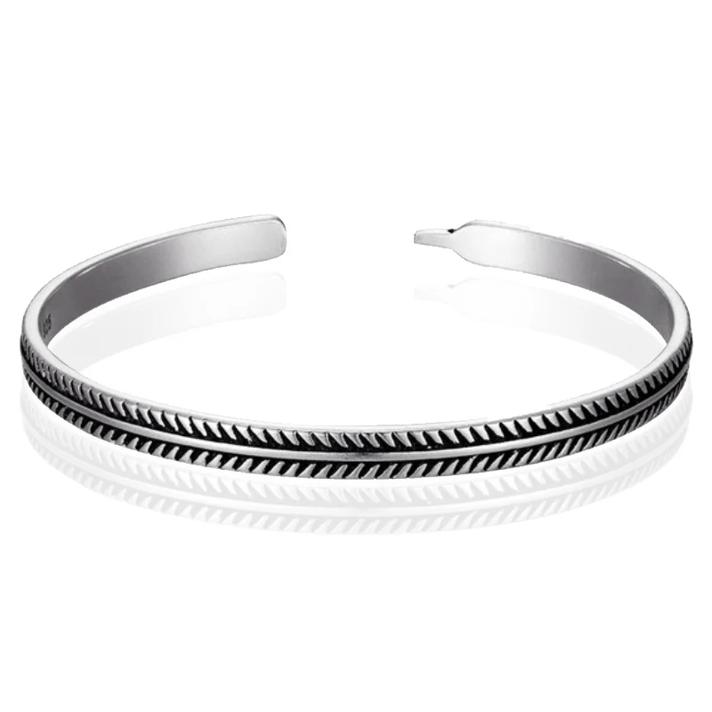 LGT JWLS Vintage Manchetarmband – Tibetaans Zilver – Edgy