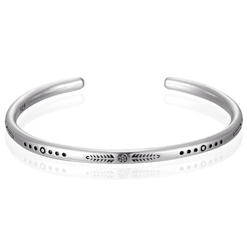 LGT JWLS Vintage Manchetarmband – Tibetaans Zilver – Flower