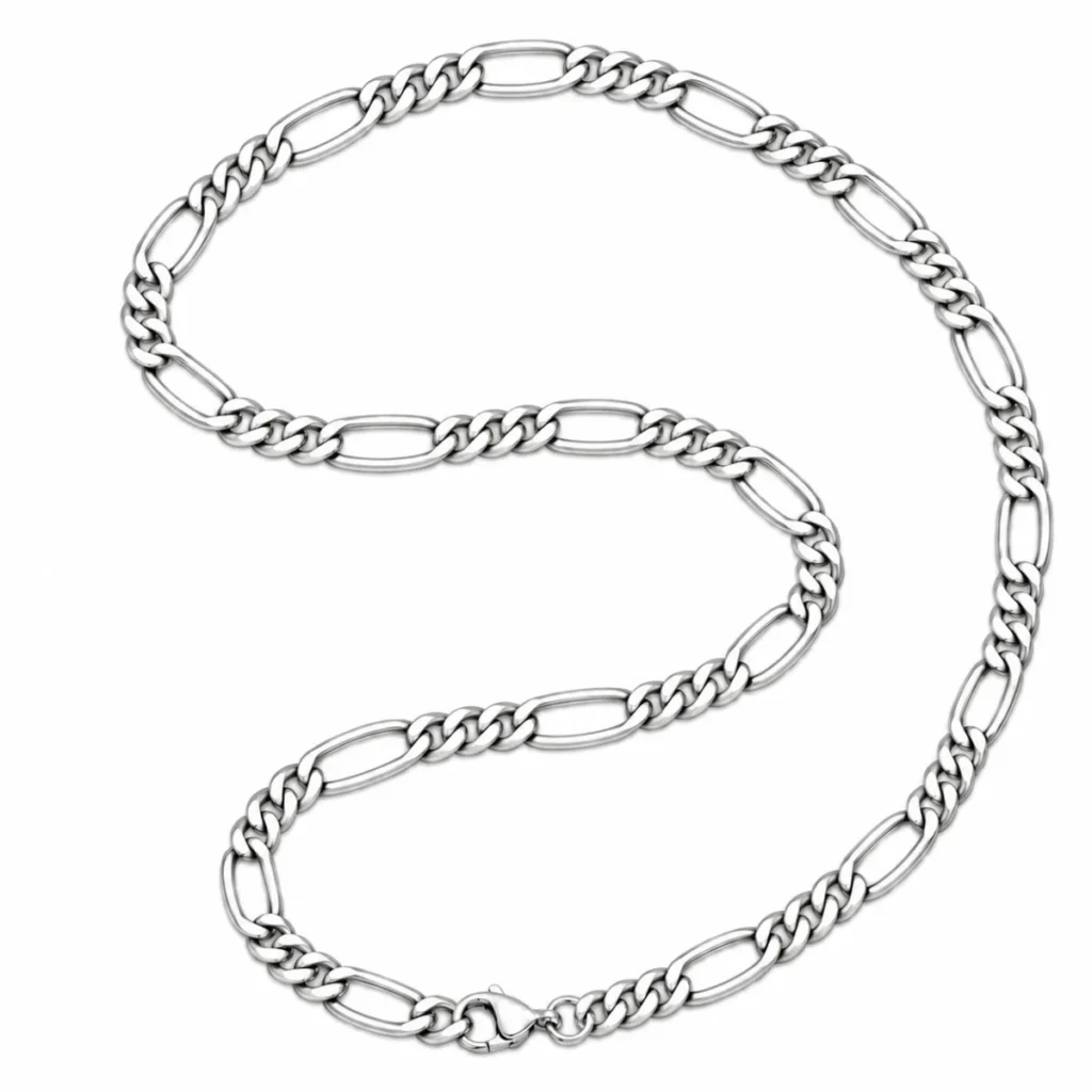 LGT JWLS Zilverkleurige Figaro Herenketting van Edelstaal 6mm – 50cm