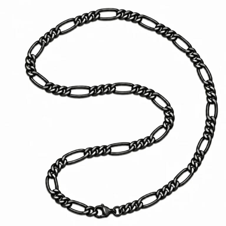 LGT JWLS Zwarte Figaro Herenketting van Edelstaal 3mm – 70cm