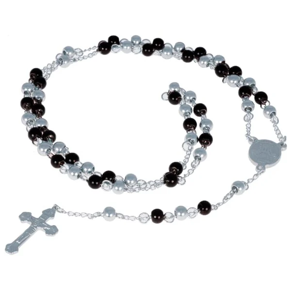 LGT Jewels Rozenkrans Edelstaal Kralen Zwart Zilverkleurig