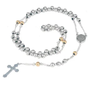 LGT Jewels Rozenkrans Edelstaal kralen Goudkleurig Zilverkleurig