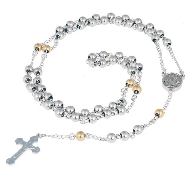LGT Jewels Rozenkrans Edelstaal kralen Goudkleurig Zilverkleurig