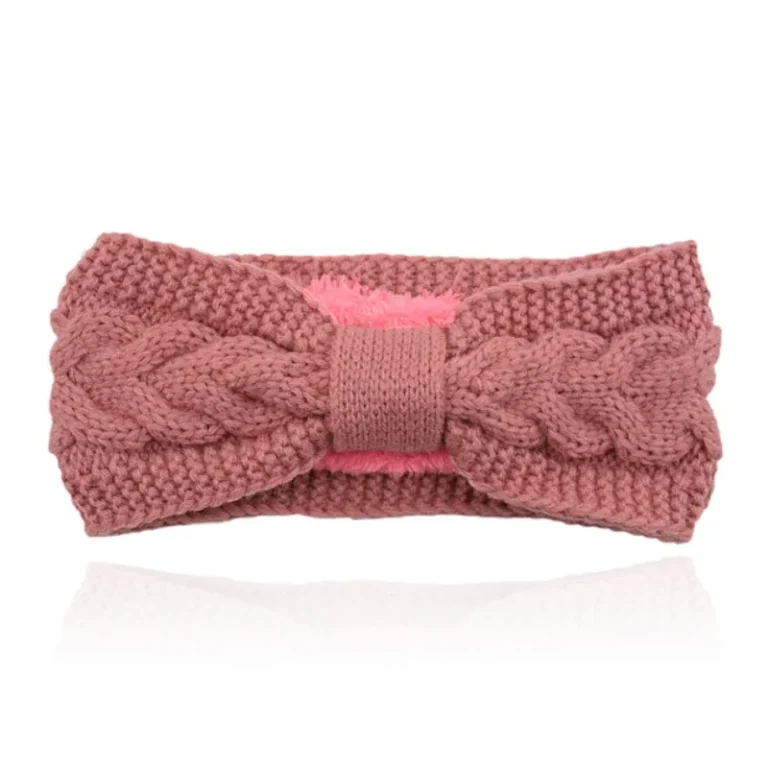 LGT JWLS Dames Hoofdband – Oud Roze, Katoen met Fleece Voering en Kabelpatroon