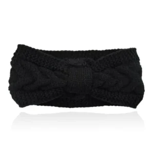 LGT JWLS Dames Hoofdband – Zwart, Katoen met Fleece Voering en Kabelpatroon
