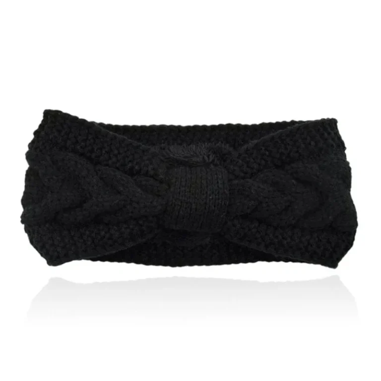 LGT JWLS Dames Hoofdband – Zwart, Katoen met Fleece Voering en Kabelpatroon