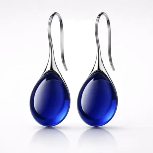 LGT JWLS Druppel Oorbellen voor Dames – Zilverkleurig met Blauwe Zirkonia Druppelstenen