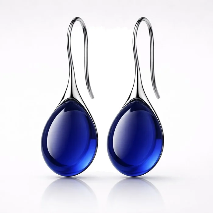 LGT JWLS Druppel Oorbellen voor Dames – Zilverkleurig met Blauwe Zirkonia Druppelstenen